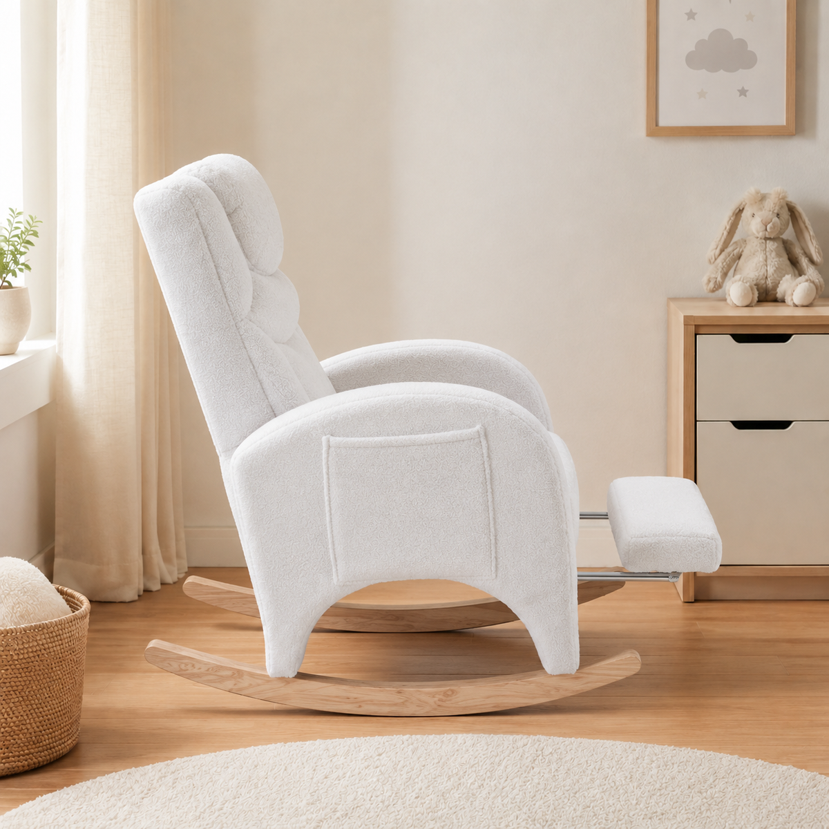 Fauteuil à bascule allaitement Léna repose pieds