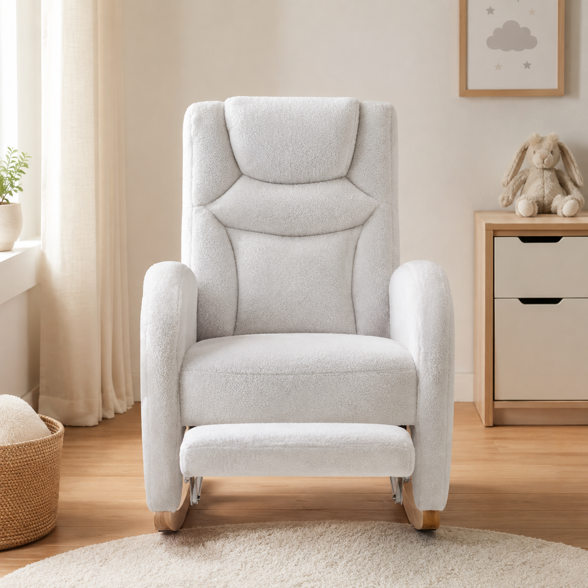 Fauteuil à bascule allaitement Léna repose pieds