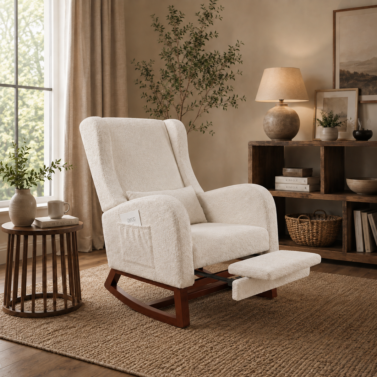 Fauteuil à bascule berçant Nouméa avec repose-pieds