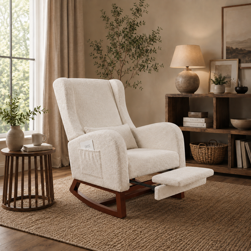 Fauteuil à bascule berçant Nouméa avec repose-pieds