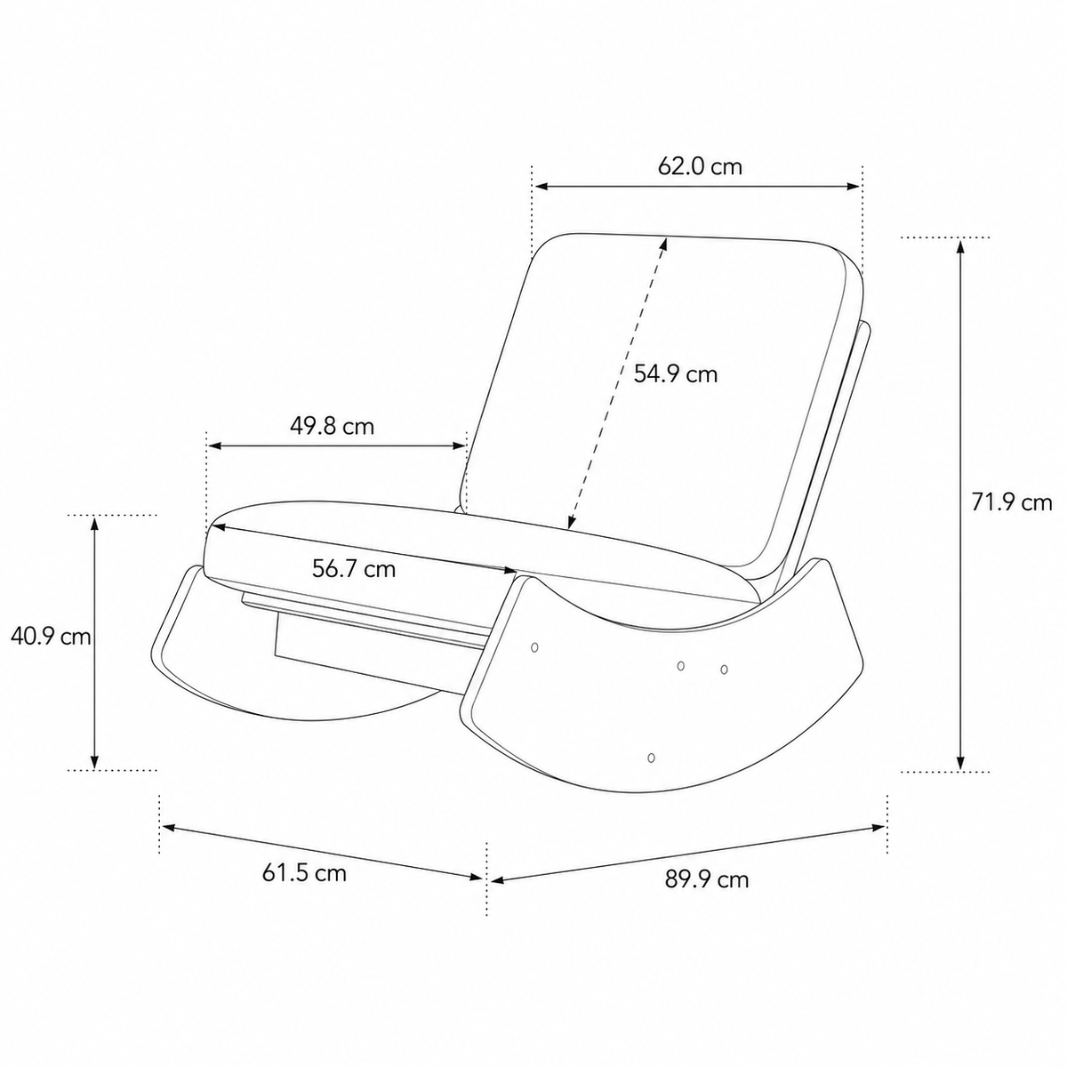 Rocking chair Nora bois massif design