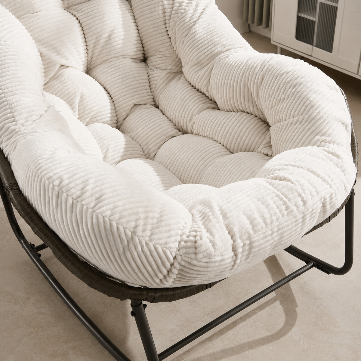 Rocking chair cocooning Soline velours côtelé