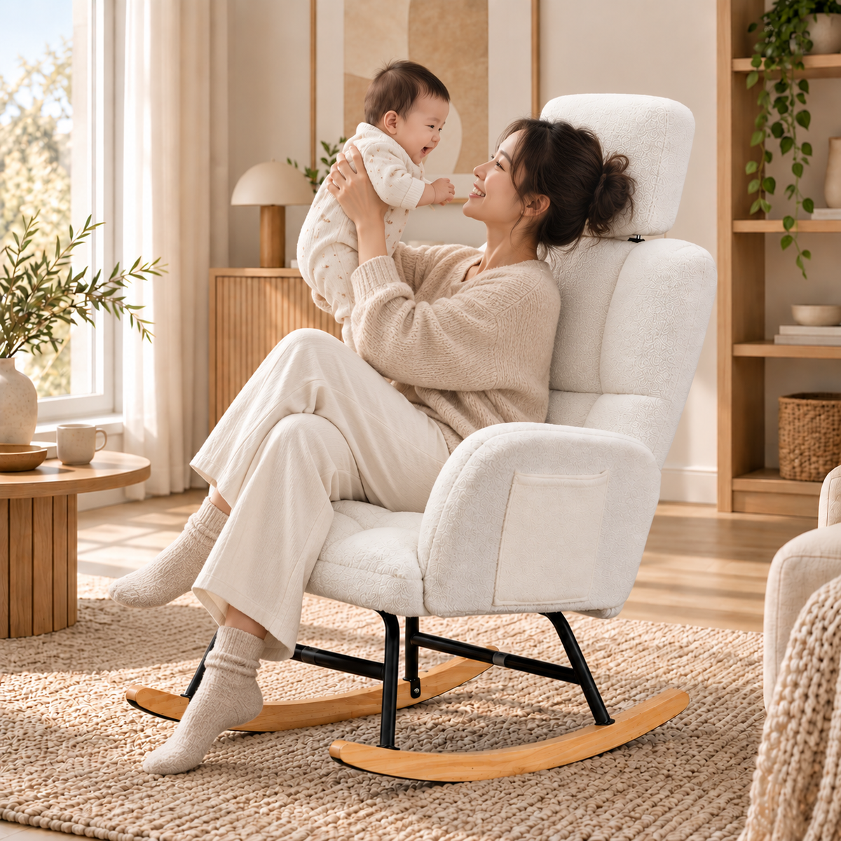 Rocking chair allaitement Luna appui-tête teddy