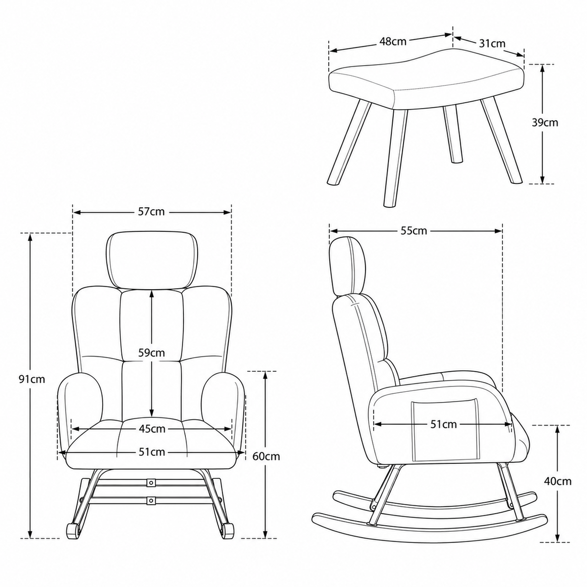 Rocking chair allaitement Luna appui-tête teddy