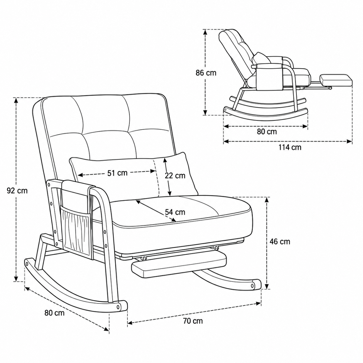 Rocking chair velour Alba design