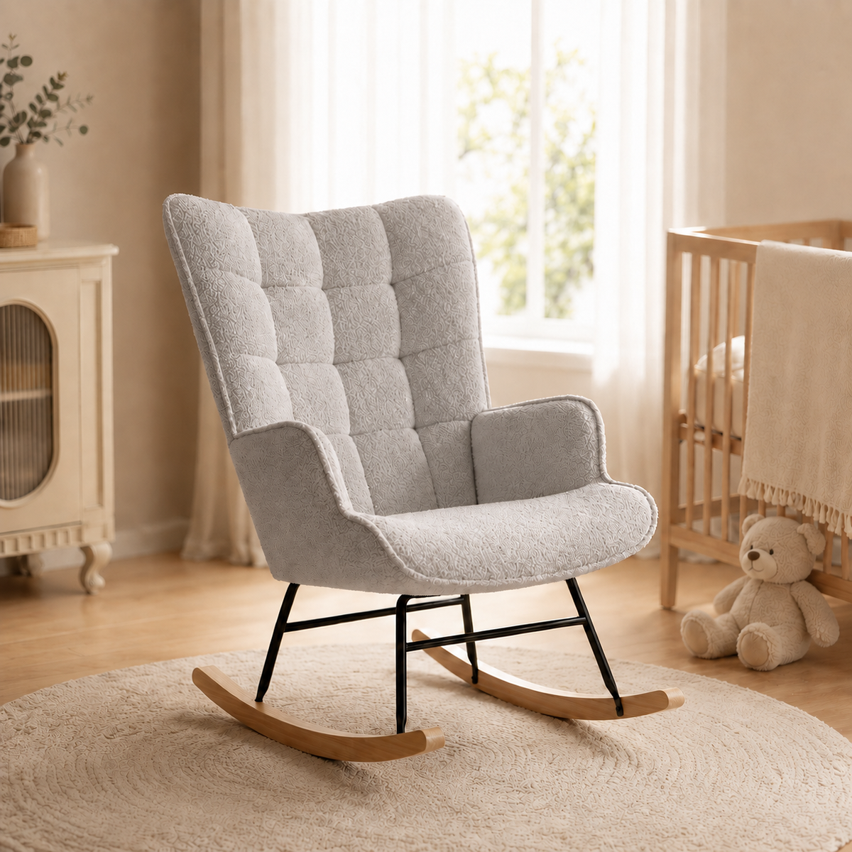 Rocking chair allaitement Élia tissu polaire ultra doux