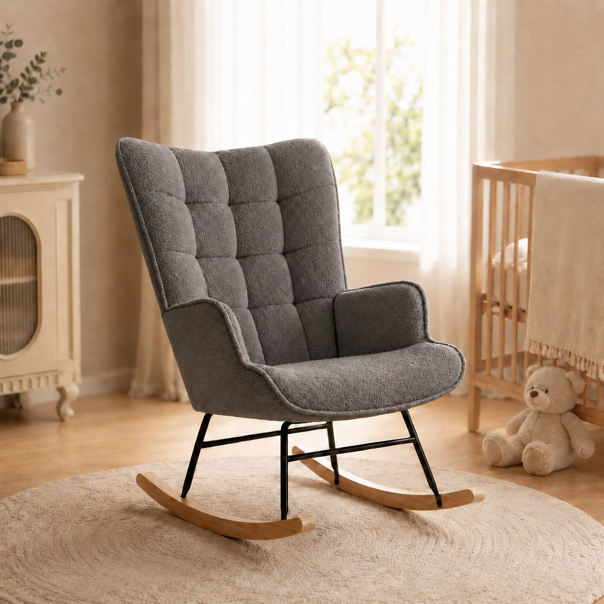 Rocking chair allaitement Élia tissu polaire ultra doux