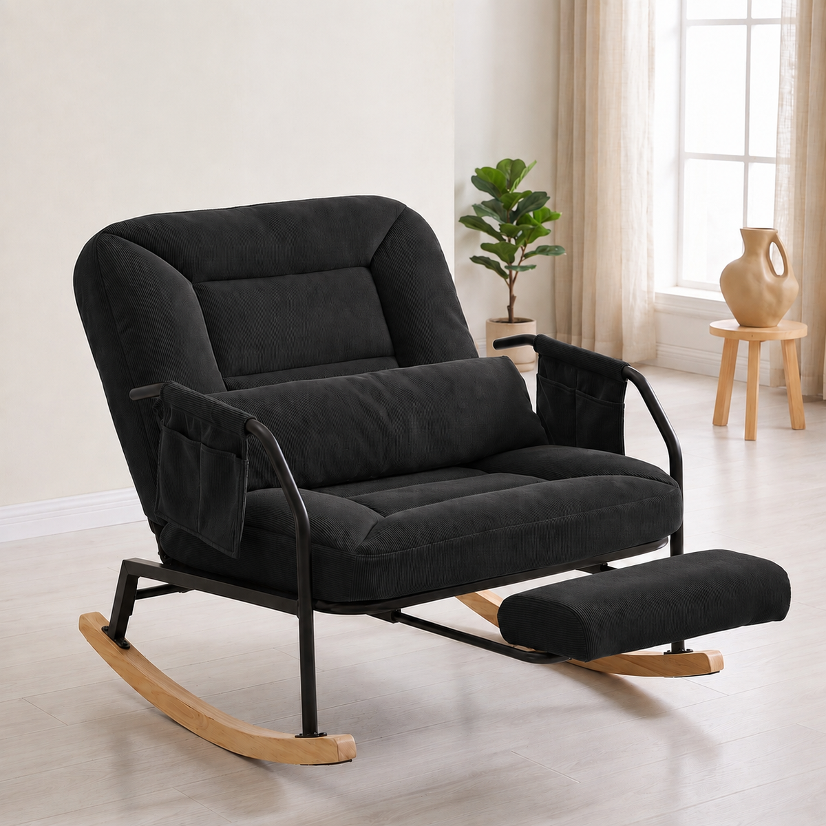 Rocking chair design Milo avec repose-pieds