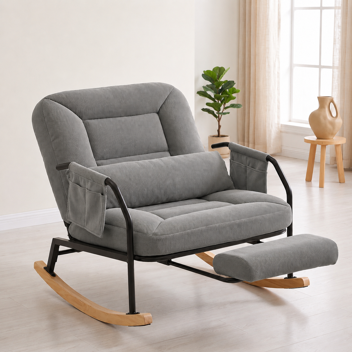 Rocking chair design Milo avec repose-pieds