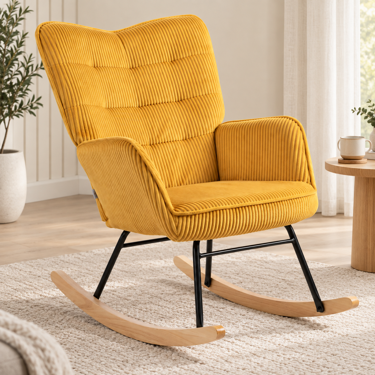 Fauteuil à bascule allaitement Iris velours côtelé