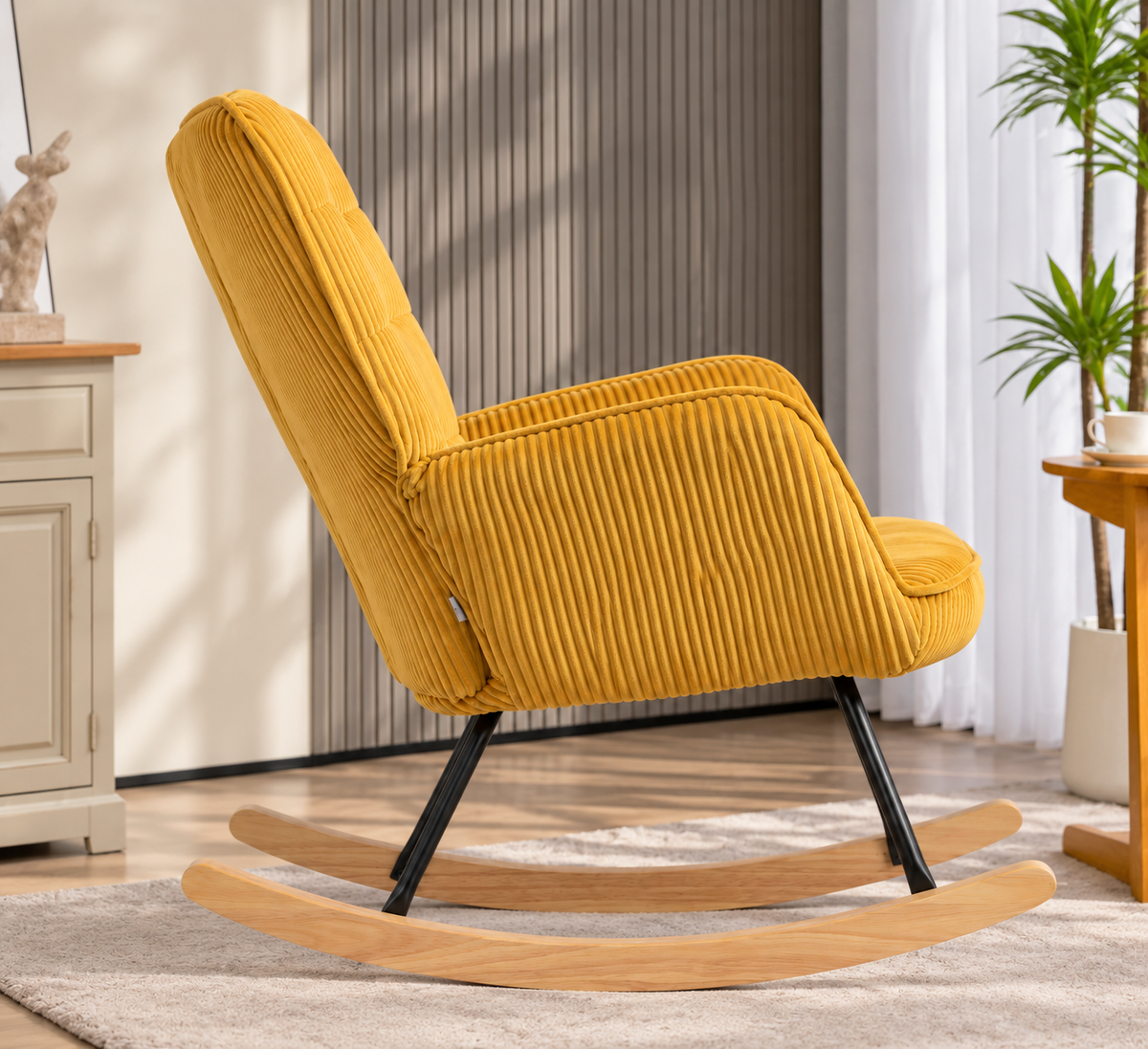 Fauteuil à bascule allaitement Iris velours côtelé
