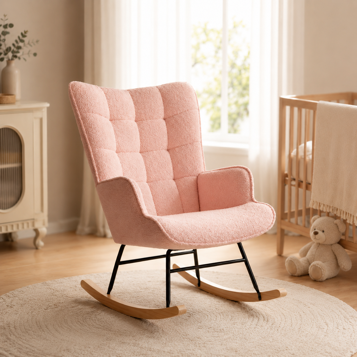 Rocking chair allaitement Élia tissu polaire ultra doux