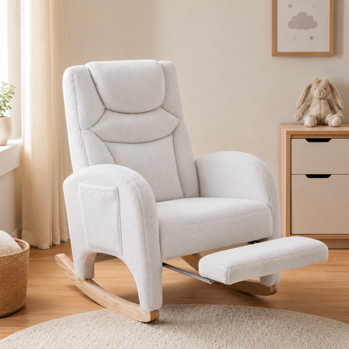 Fauteuil à bascule allaitement Léna repose pieds