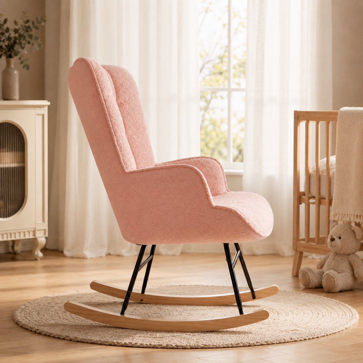 Rocking chair allaitement Élia tissu polaire ultra doux