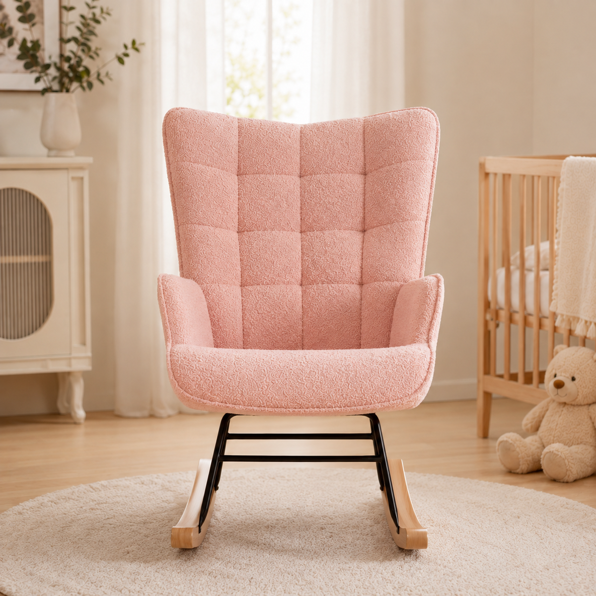 Rocking chair allaitement Élia tissu polaire ultra doux