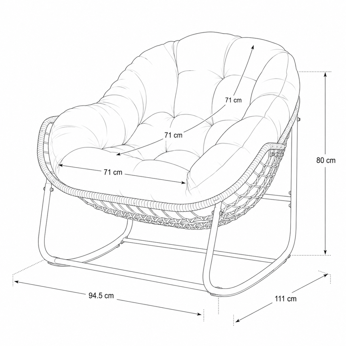 Rocking chair cocooning Soline velours côtelé