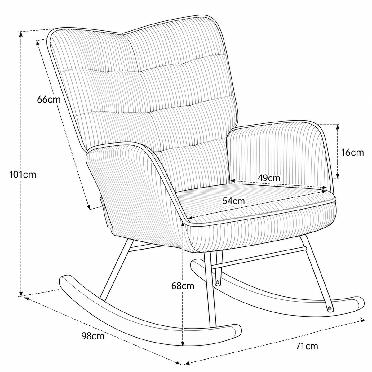Fauteuil à bascule allaitement Iris velours côtelé