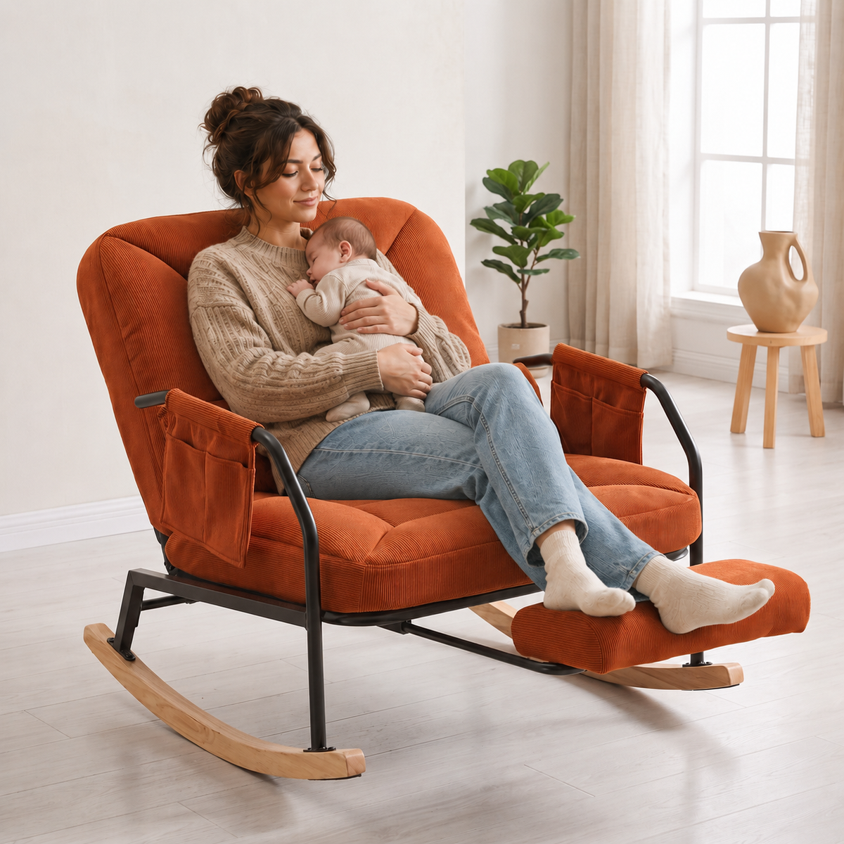 Rocking chair design Milo avec repose-pieds