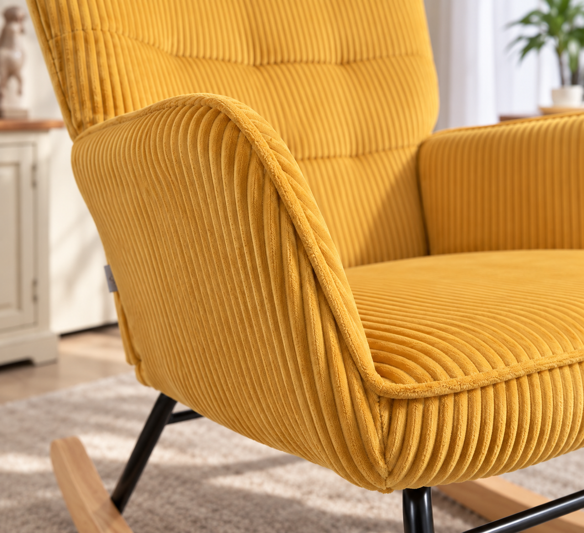 Fauteuil à bascule allaitement Iris velours côtelé