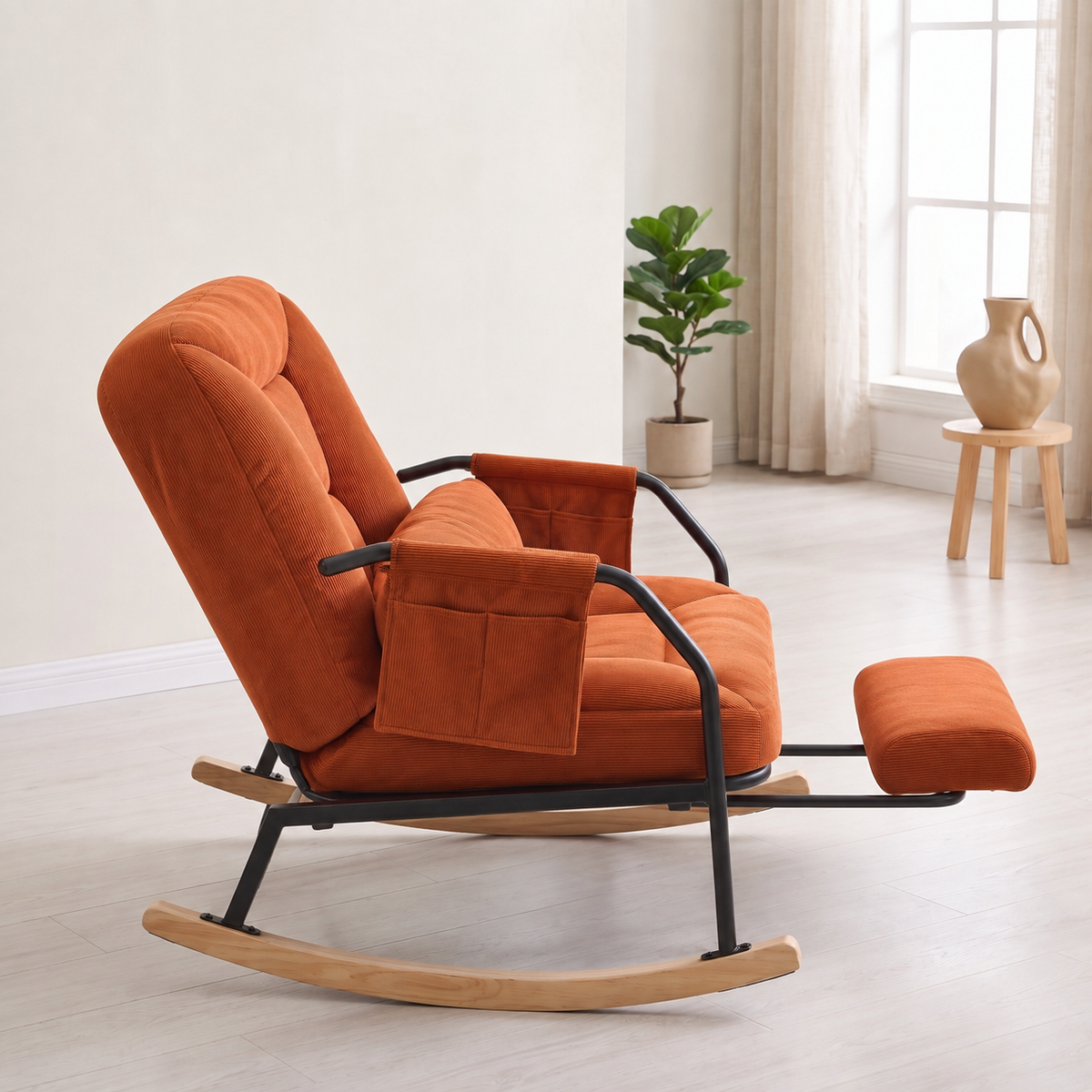 Rocking chair design Milo avec repose-pieds